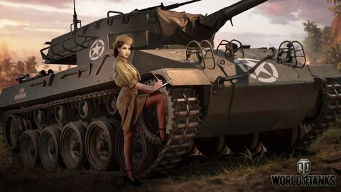 时尚美女与坦克